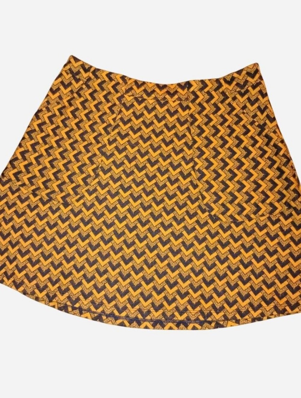 Abercrombie & Fitch Chevron Knit Mini Skirt - Size Medium - Orange / Navy Blue